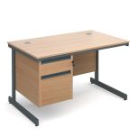 Atlanta Single Pedestal Cantilever Desk - 2 Drawer - Beech - W 1228