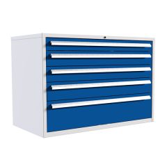 Euroslide 5 Drawer Cabinet - H825 x W1200mm - 2 x 125mm-Blue
