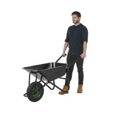 Olympus Wheelbarrow with Black Frame, Black Pan, Pneumatic Wheel and Green Centre