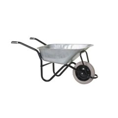 Olympus Wheelbarrow with Black Frame, Galvanised Pan, Grey Puncture Proof Wheel with Black Centre