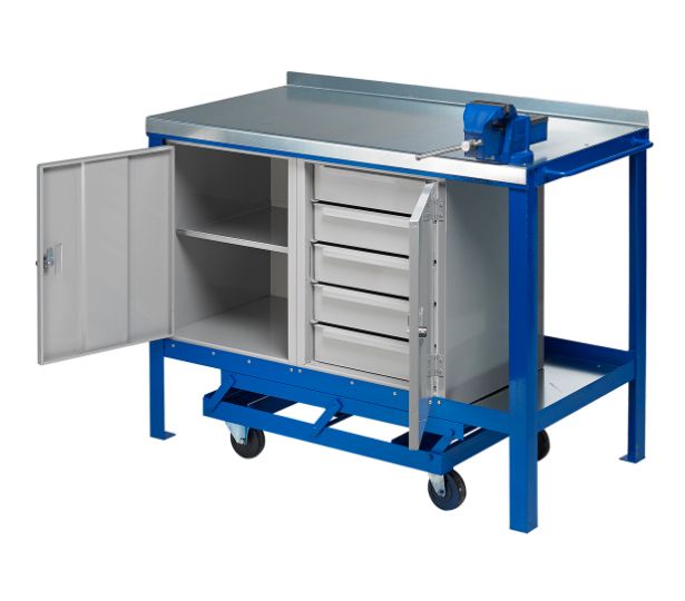 Movable Work Top Mobile Workbenches with Steel Worktop - 1000kg | Workplace Products Ireland