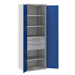 ToolStor 4 Shelf & 3 Drawer Kitted Cupboard - Blue Doors