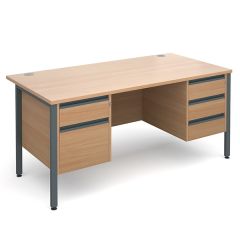 Orlando Double Pedestal Desk - 2/3 Drawer - W1600 - Beech