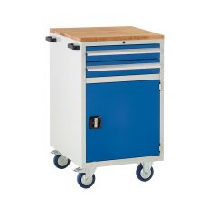 600 Euroslide Mobile Cabinets - 2 Drawer and Cupboard. Shown with optional beech top (sold separately).