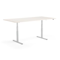Modulus Height Adjustable Conference Tables - Silver Frame - Birch Top