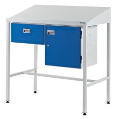 Team Leader Workstation with Sloping Top, Single Drawer and Cupboard