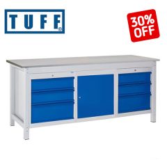 TUFF Heavy Duty Storage Workbenches - with Cupboards & Drawers