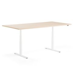 Modulus Height Adjustable Conference Tables - White Frame - Oak Top
